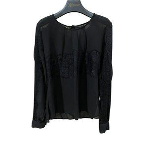 NWT Kardashian Kollection Lace Overlay Sheer Blouse Size Large